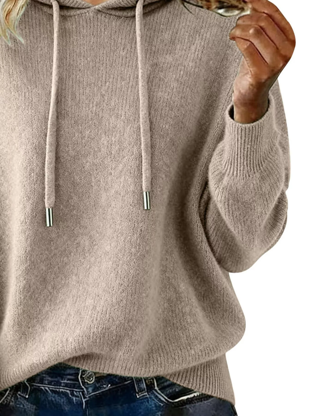 Drawstring Long Sleeve Hooded Sweater - Elvaré Store