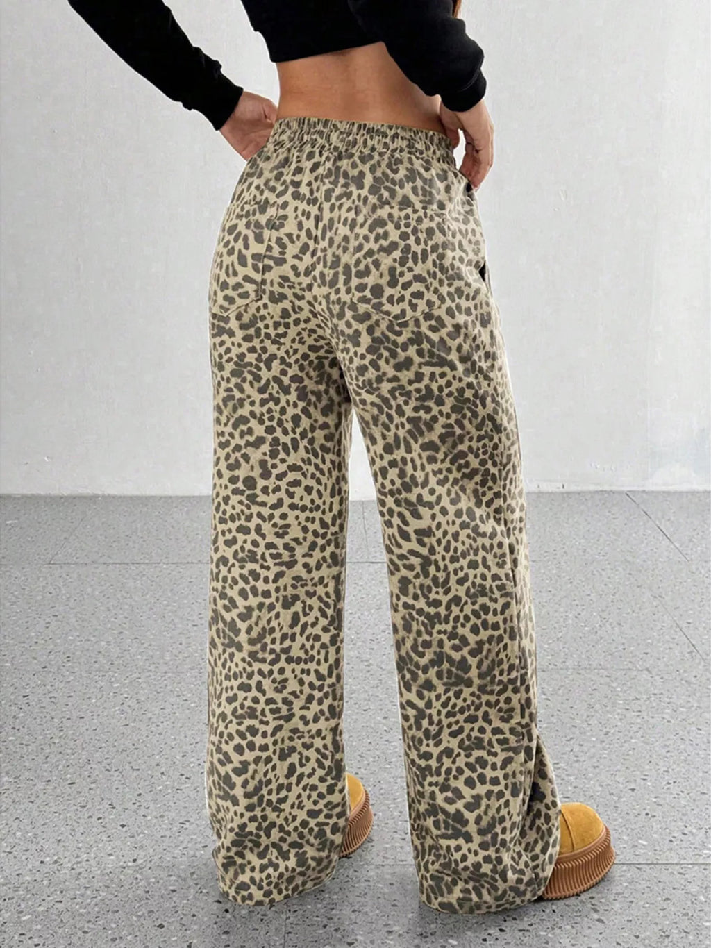 Full Size Leopard Print Wide Leg Pants Plus Size - Elvaré Store