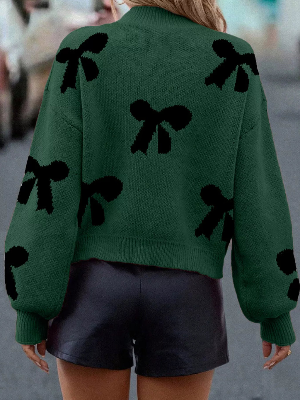 Pearl Bow-Embellished Long Sleeve Sweater - Elvaré Store