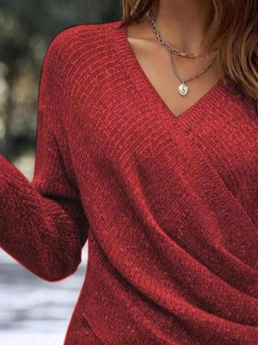Surplice Long Sleeve Knit Top - Elvaré Store