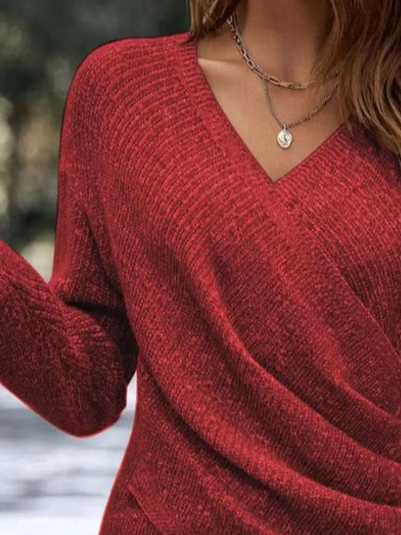 Surplice Long Sleeve Knit Top - Elvaré Store
