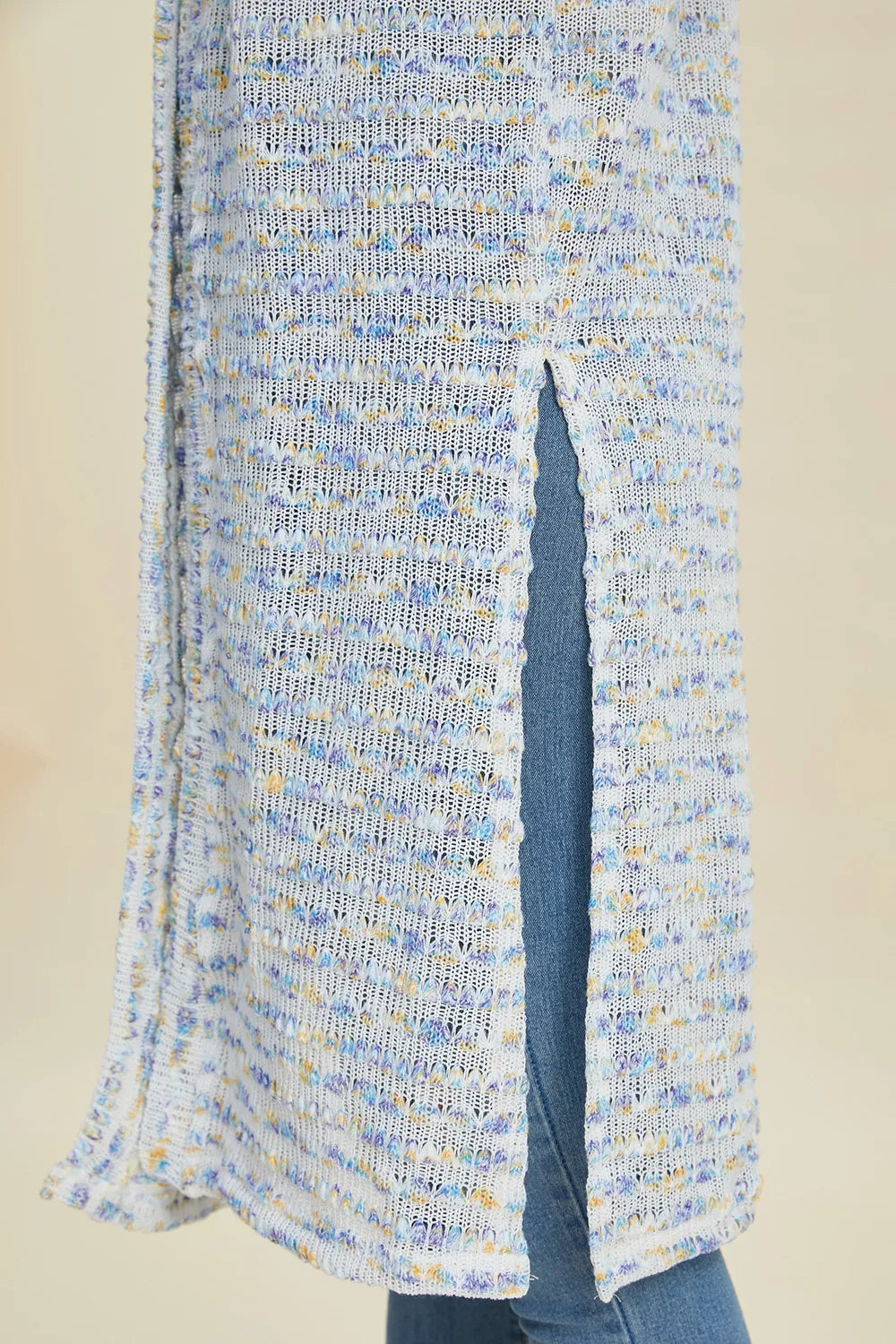 Double Take Full Size Open Front Longline Cardigan. - Elvaré Store