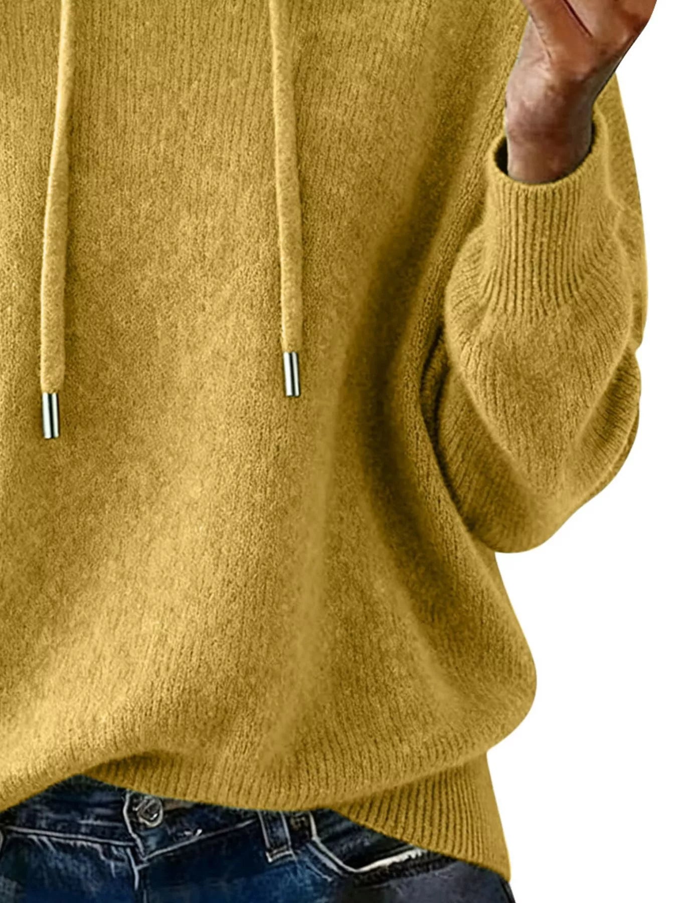 Drawstring Long Sleeve Hooded Sweater - Elvaré Store