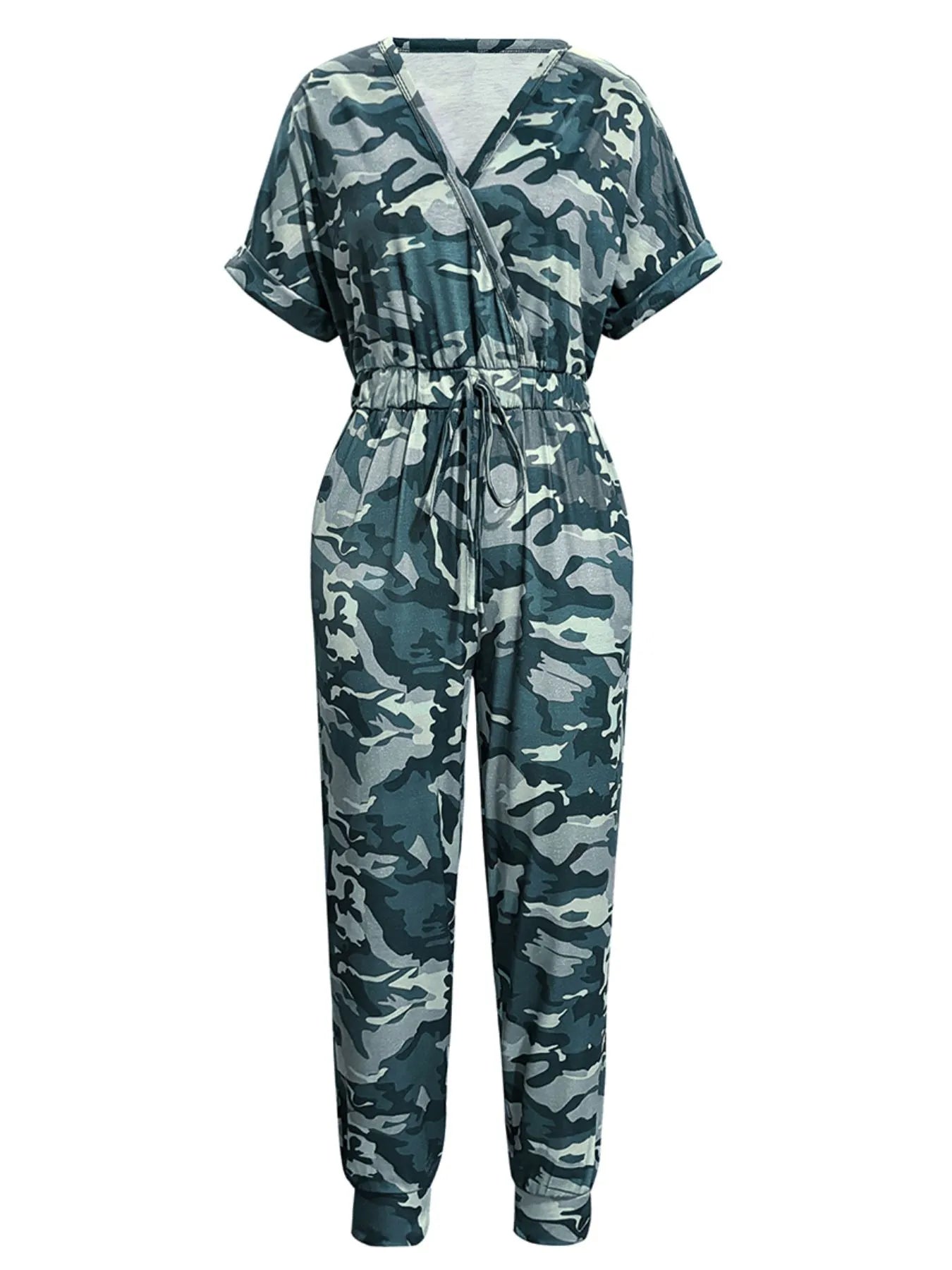 Drawstring Waist Short Sleeve Jumpsuit - Elvaré Store