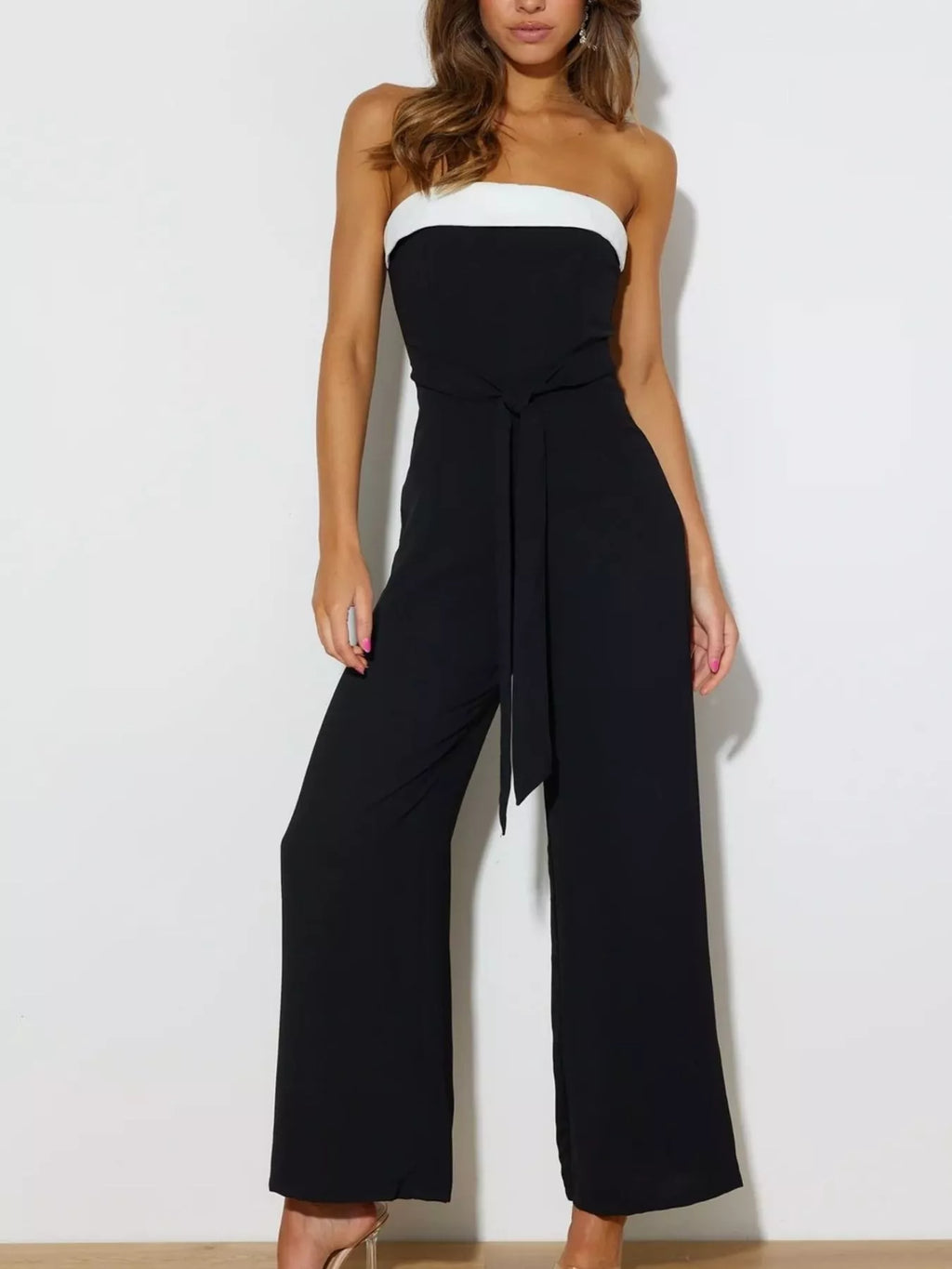 Contrast Tube Wide Leg Jumpsuit - Elvaré Store