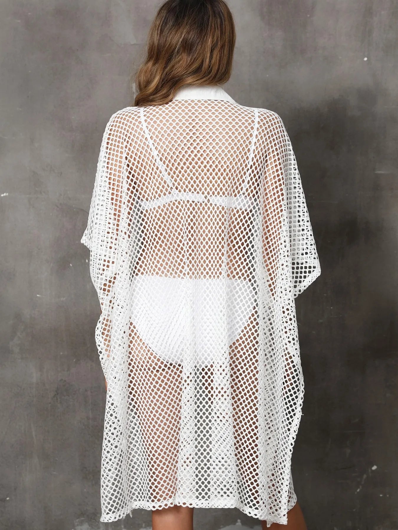 Sheer Mesh Button Up Cover Up - Elvaré Store