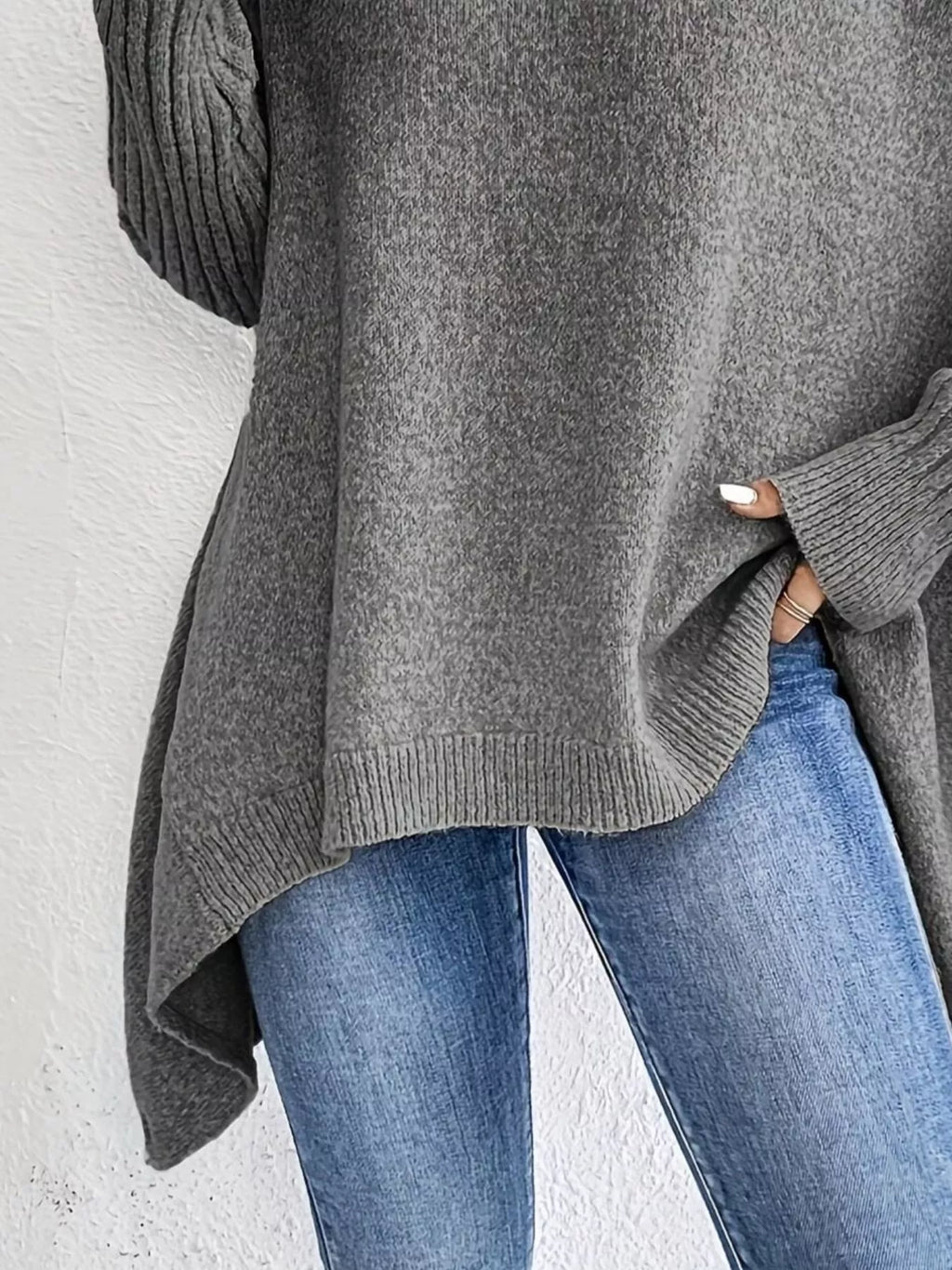 Turtleneck Dropped Shoulder Sweater - Elvaré Store