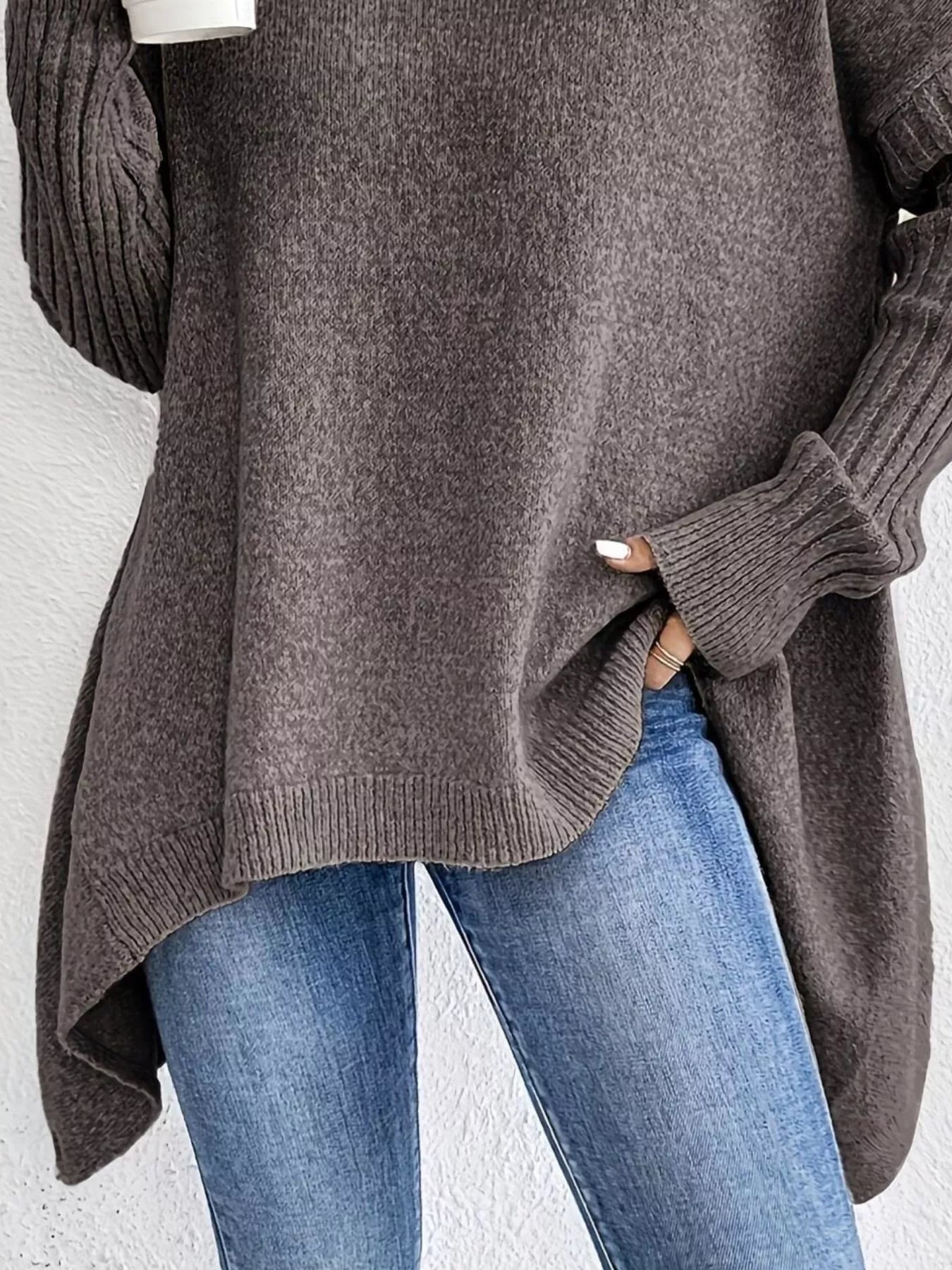 Turtleneck Dropped Shoulder Sweater - Elvaré Store