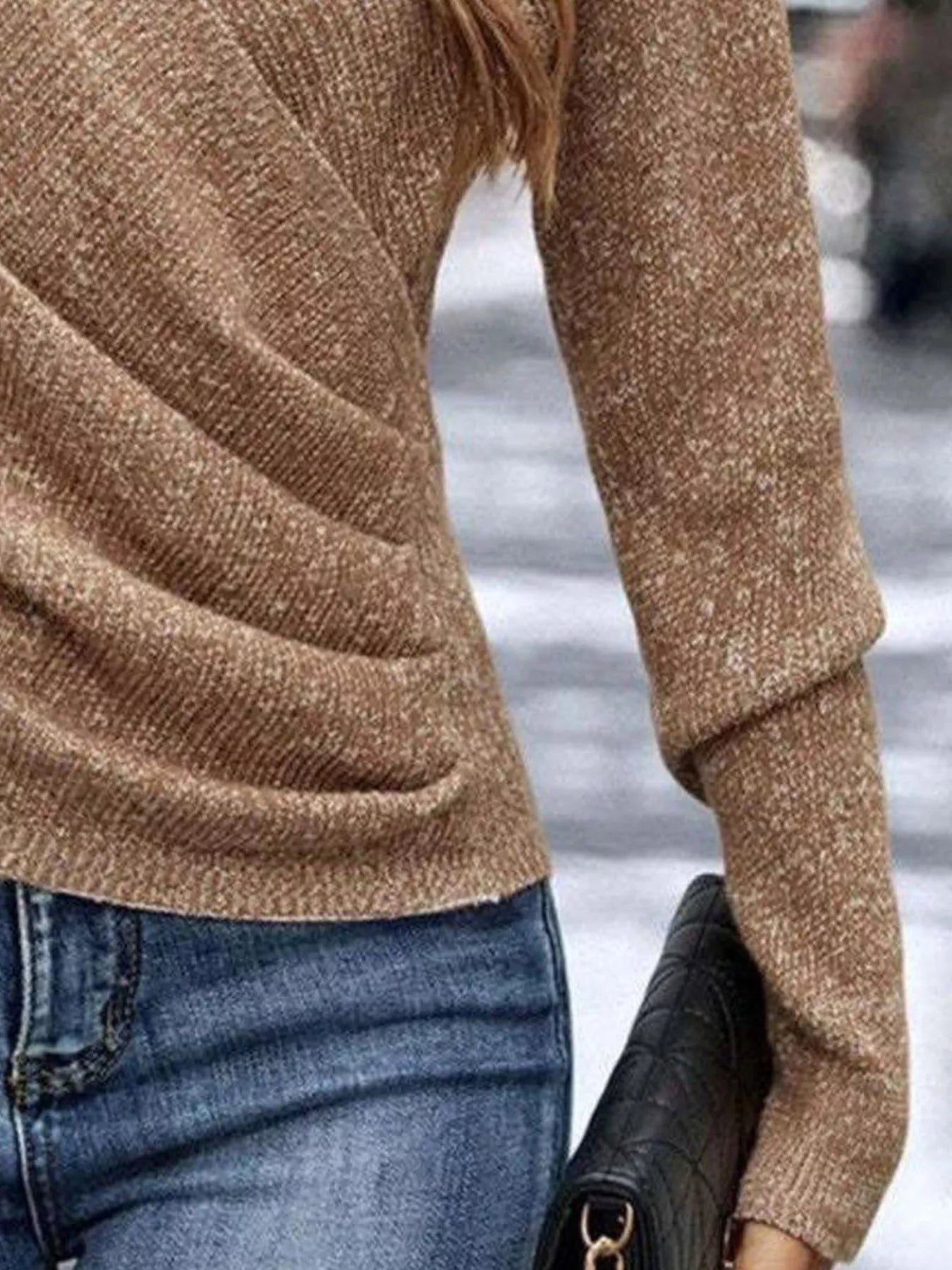 Surplice Long Sleeve Knit Top - Elvaré Store