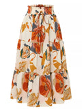 Full Size Floral Print Tiered Ruffle Midi Skirt Plus Size - Elvaré Store