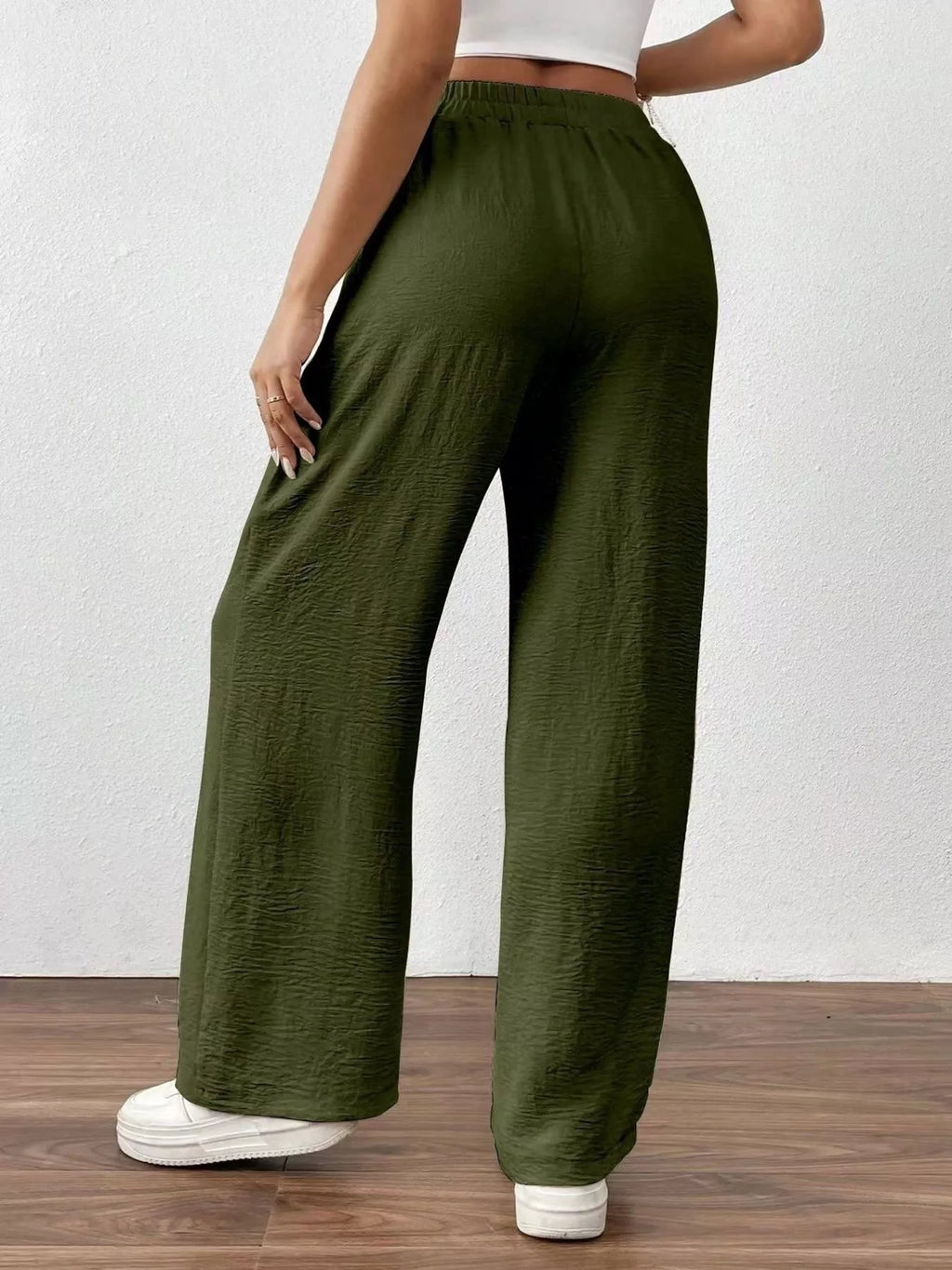Casual Drawstring Wide Leg Pants - Elvaré Store