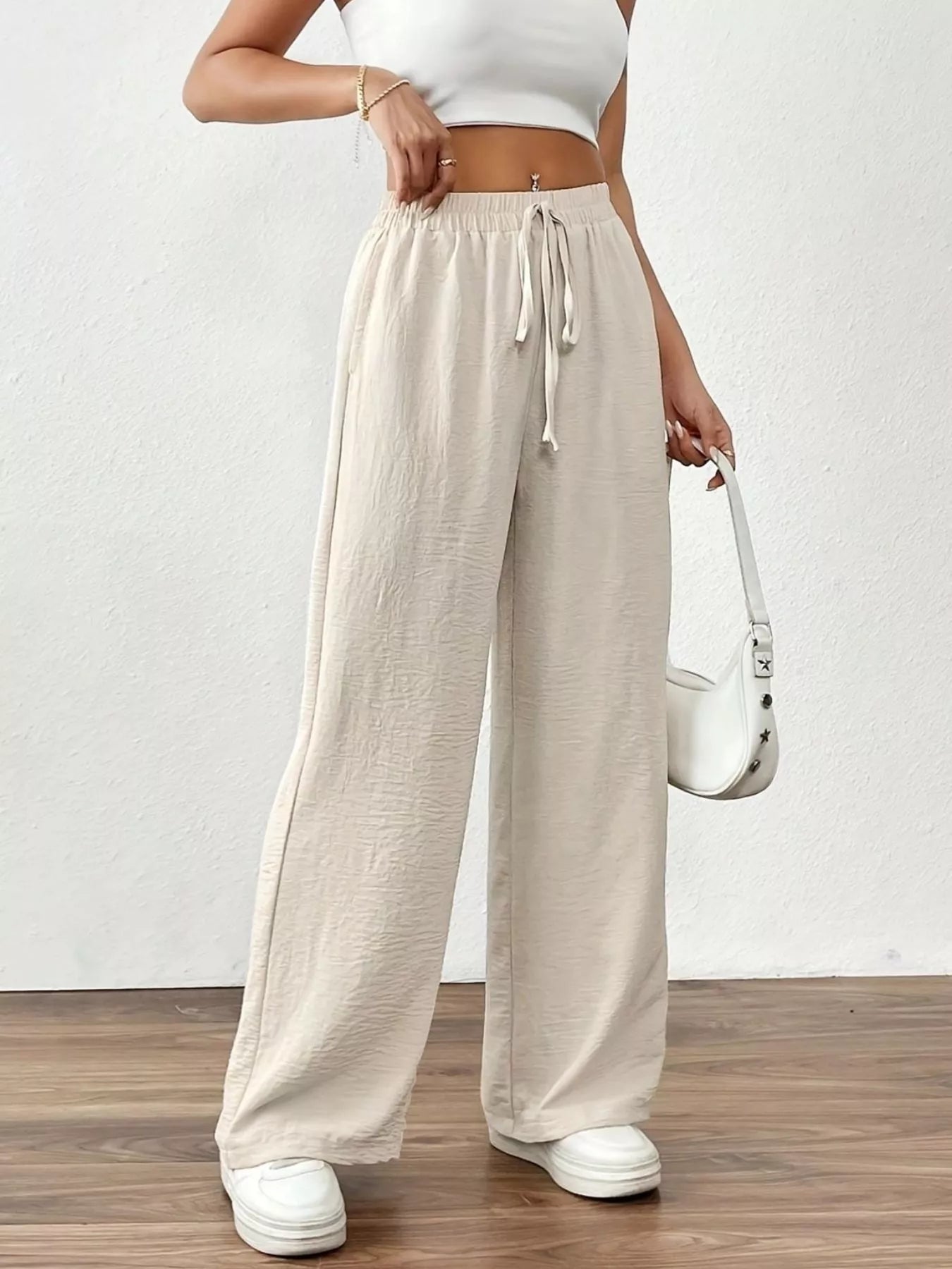 Casual Drawstring Wide Leg Pants - Elvaré Store