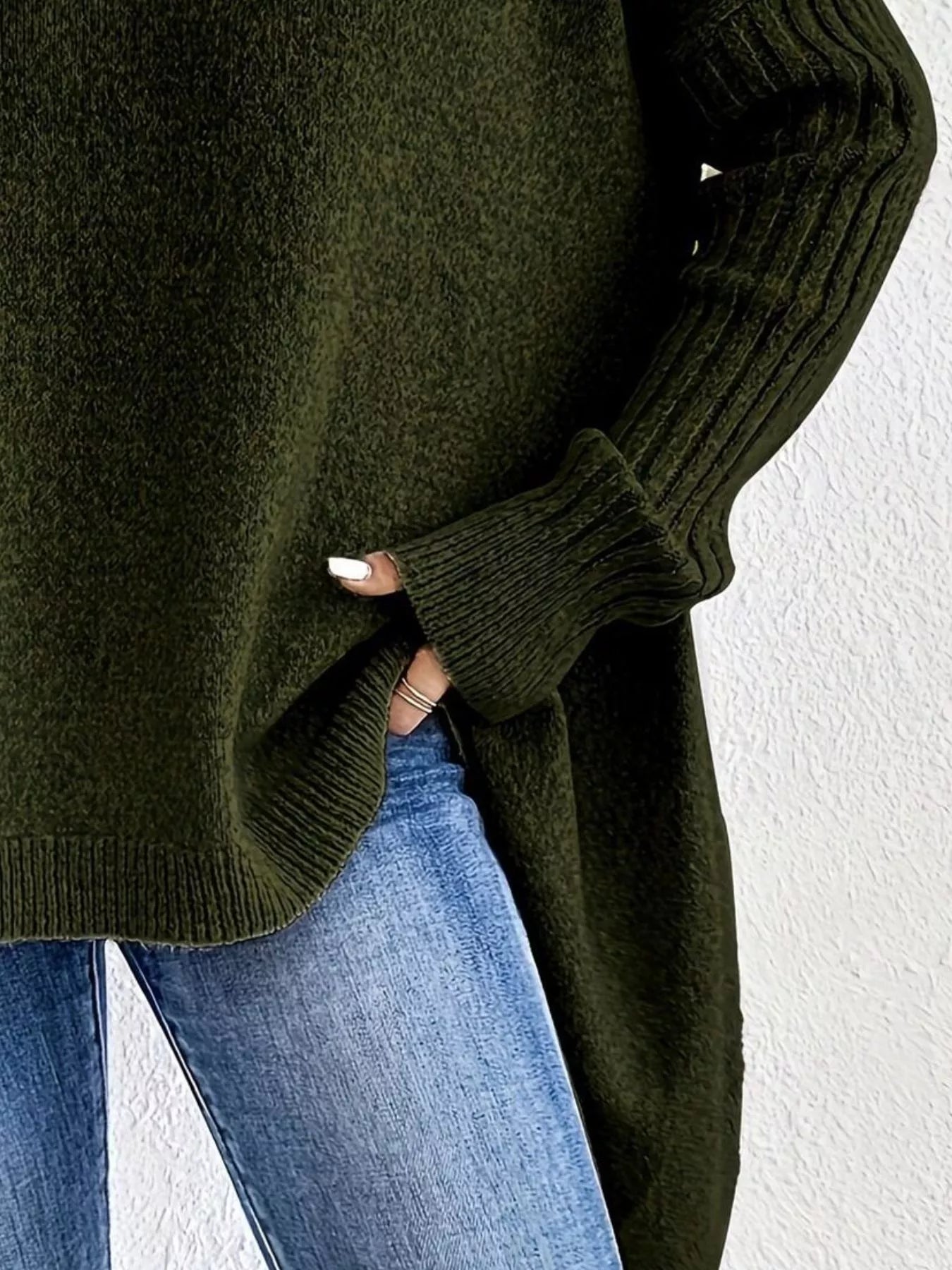 Turtleneck Dropped Shoulder Sweater - Elvaré Store