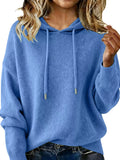 Drawstring Long Sleeve Hooded Sweater - Elvaré Store