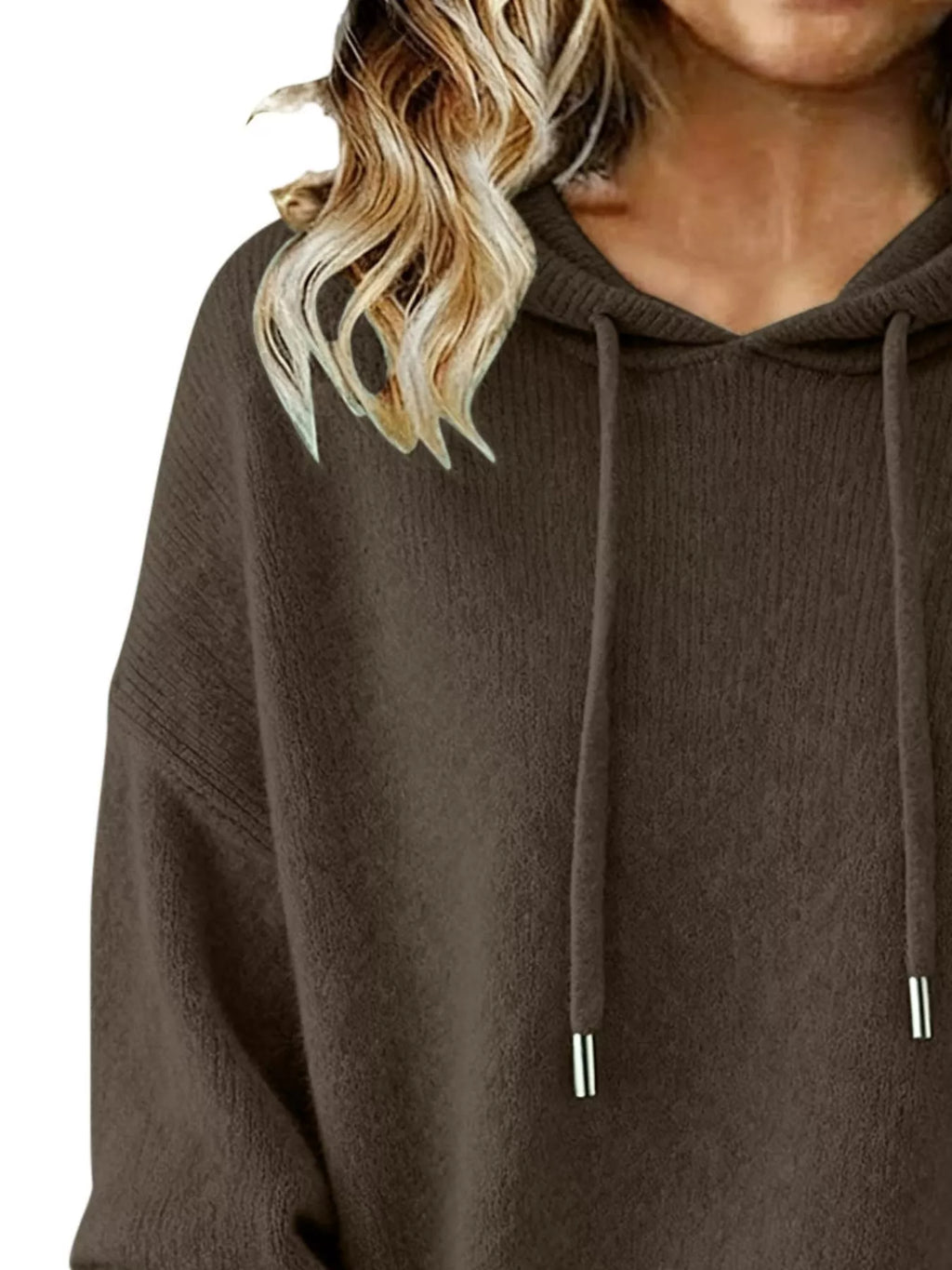 Drawstring Long Sleeve Hooded Sweater - Elvaré Store