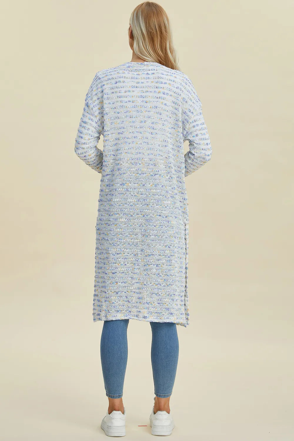 Double Take Full Size Open Front Longline Cardigan. - Elvaré Store