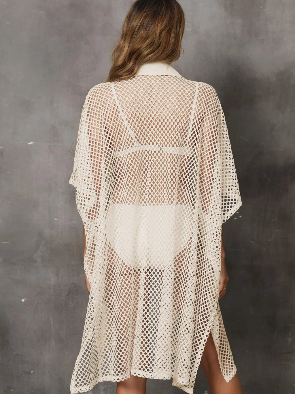 Sheer Mesh Button Up Cover Up - Elvaré Store