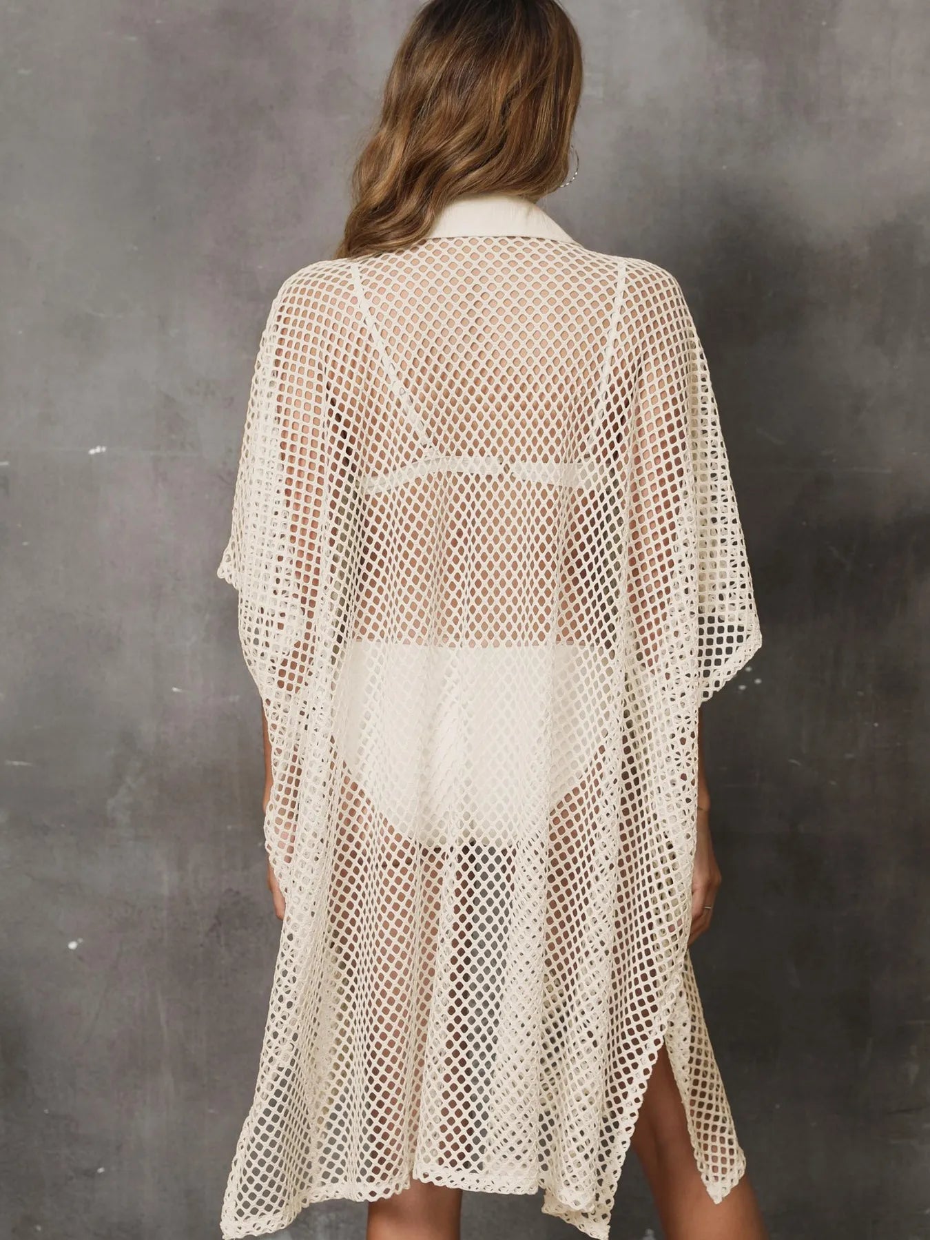 Sheer Mesh Button Up Cover Up - Elvaré Store