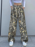Relaxed Fit Camo Print Drawstring Waist Pants - Elvaré Store