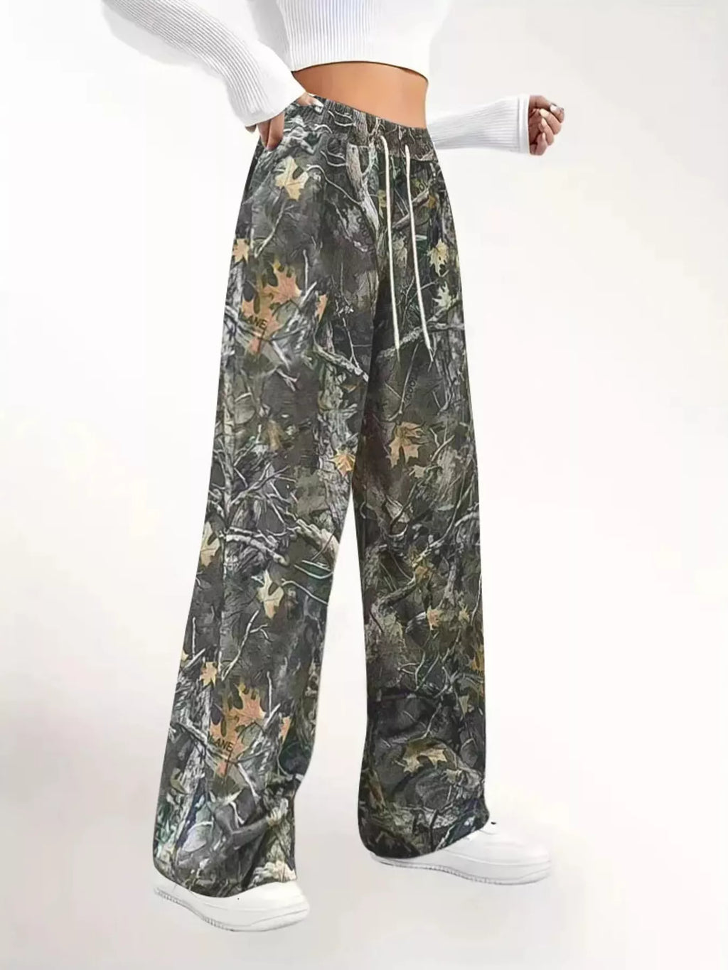 Relaxed Fit Camo Print Drawstring Waist Pants - Elvaré Store