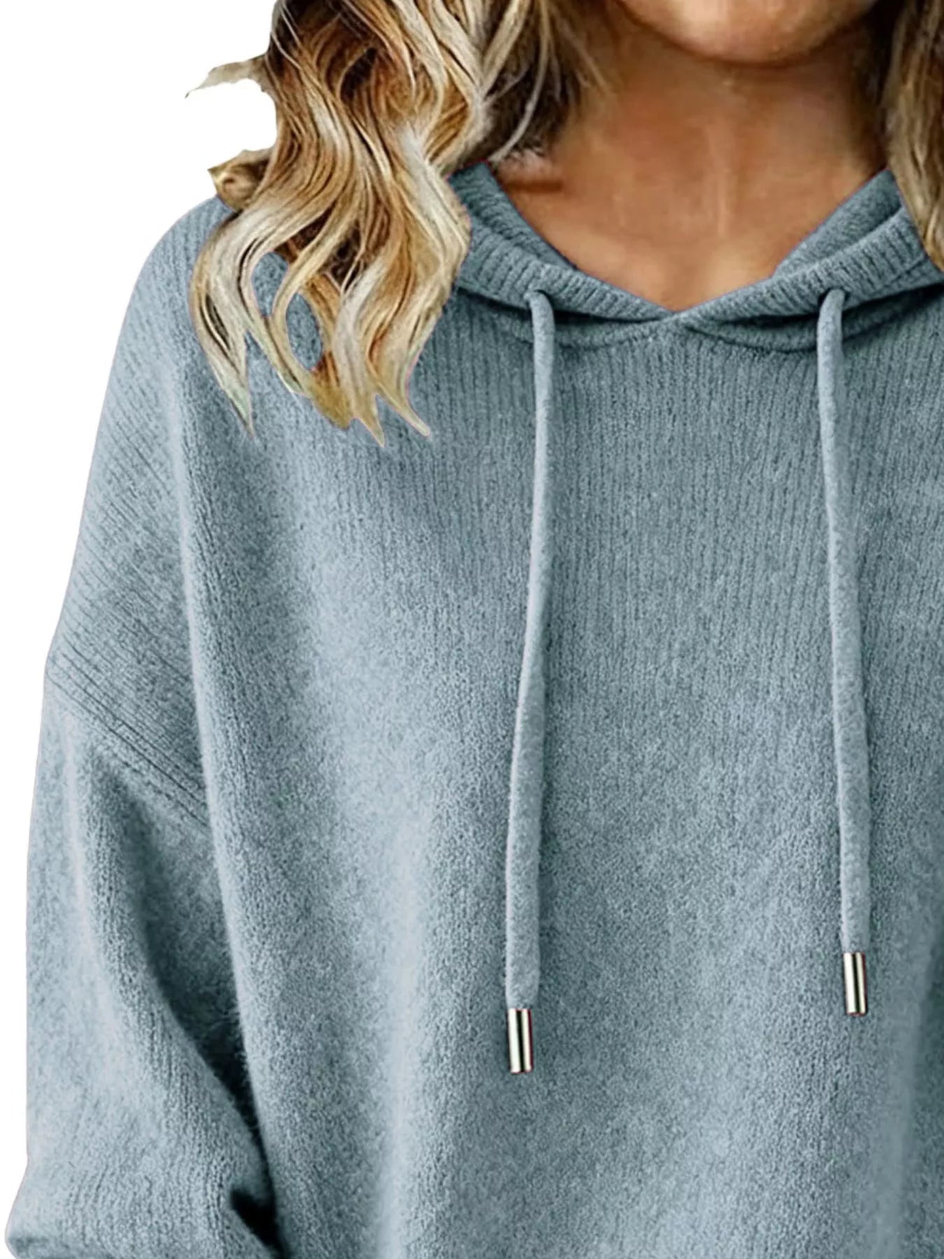 Drawstring Long Sleeve Hooded Sweater - Elvaré Store
