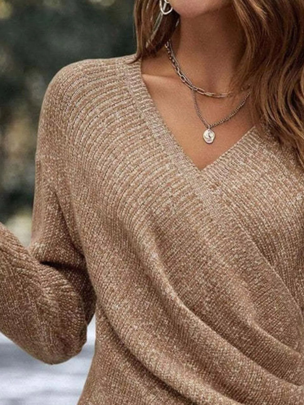 Surplice Long Sleeve Knit Top - Elvaré Store