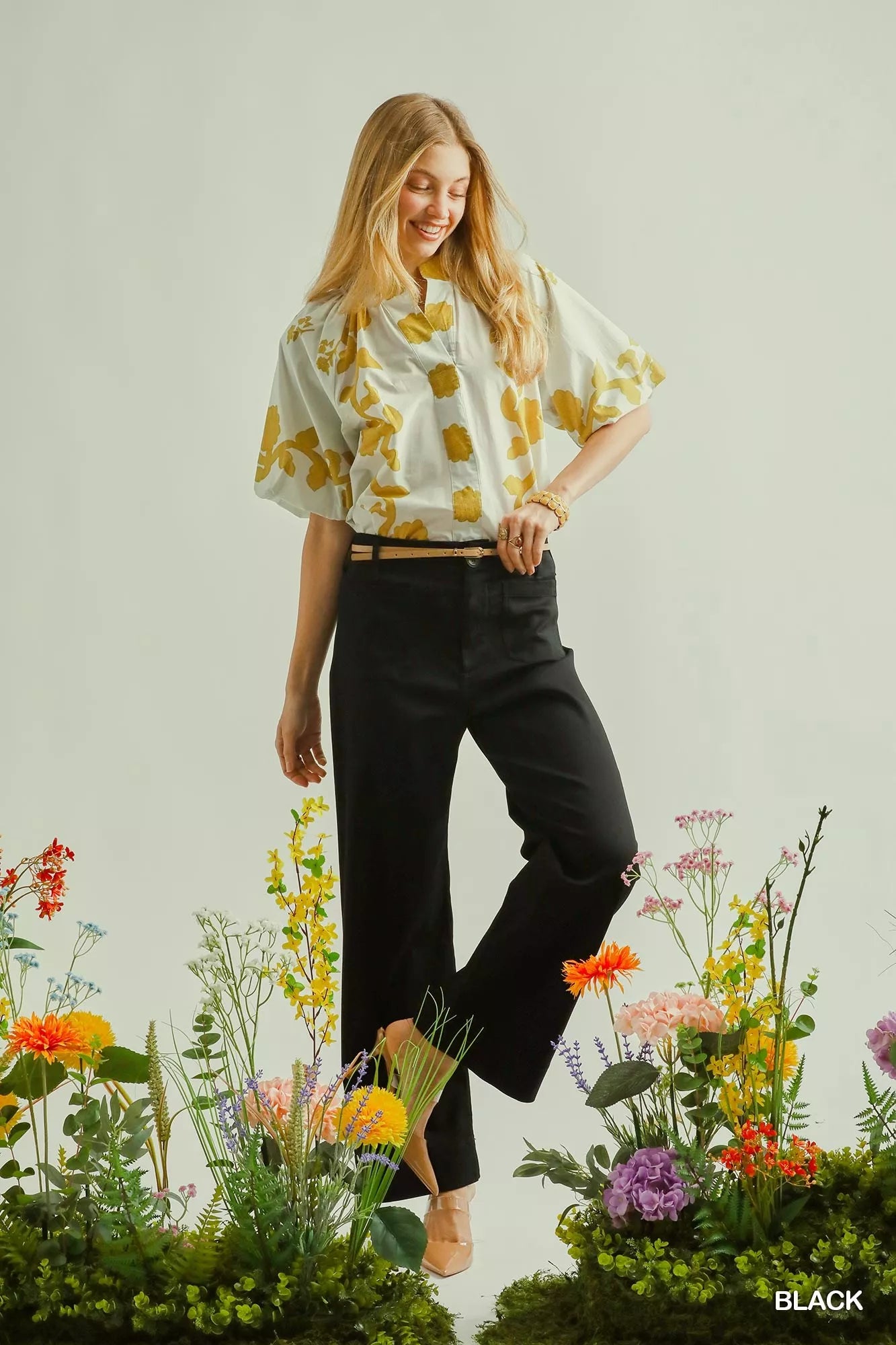 Umgee Button Stretched Pants - Elvaré Store
