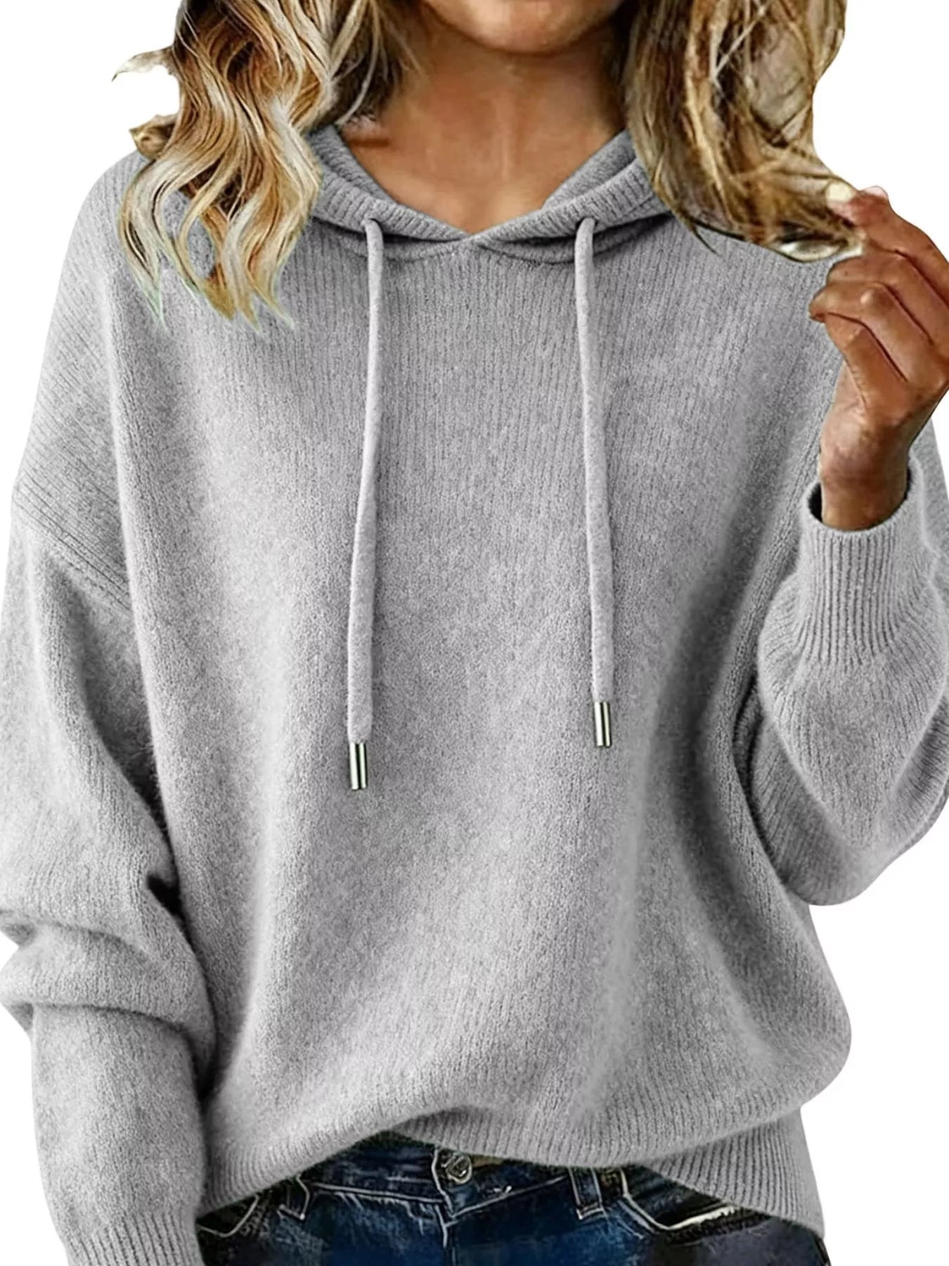 Drawstring Long Sleeve Hooded Sweater - Elvaré Store