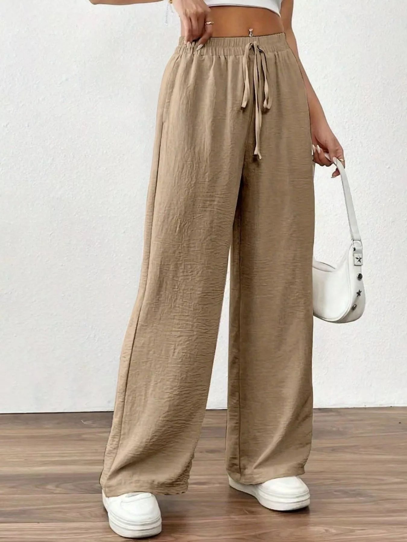 Casual Drawstring Wide Leg Pants - Elvaré Store