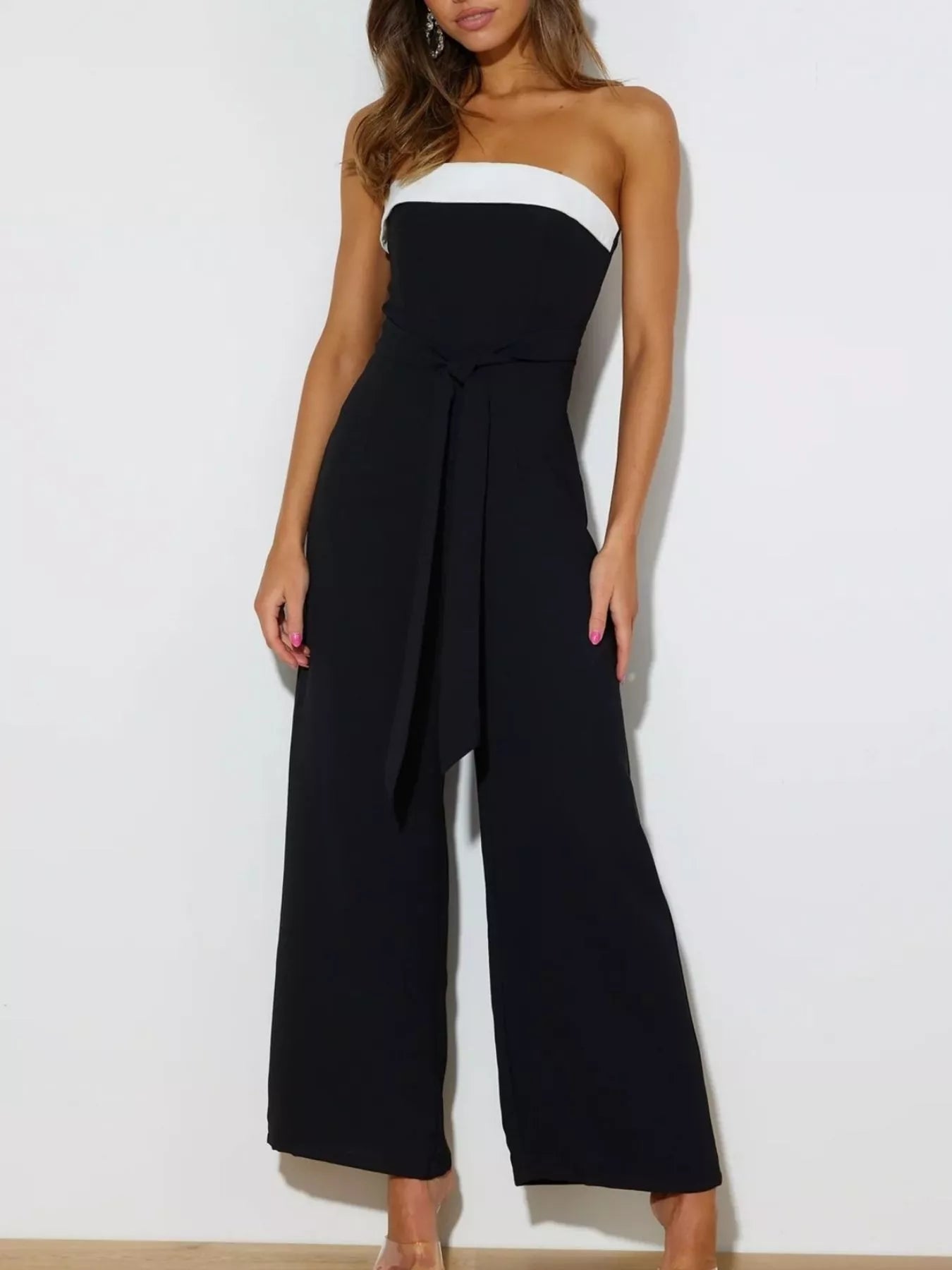 Contrast Tube Wide Leg Jumpsuit - Elvaré Store
