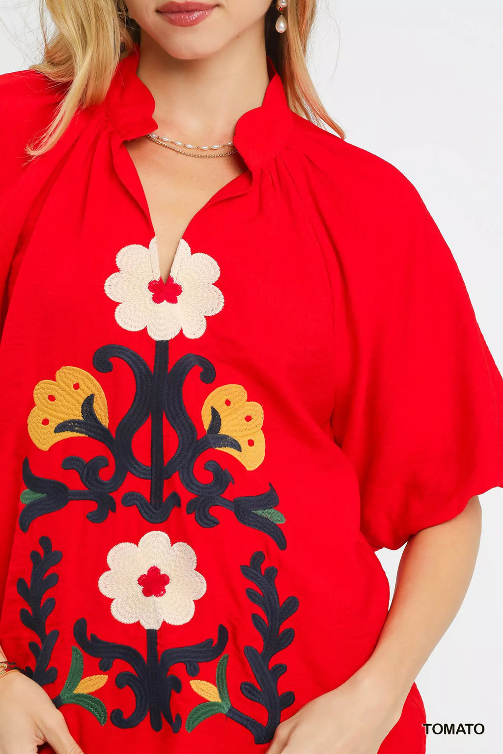 Umgee Embroidered Boho Puff Sleeve Blouse - Elvaré Store