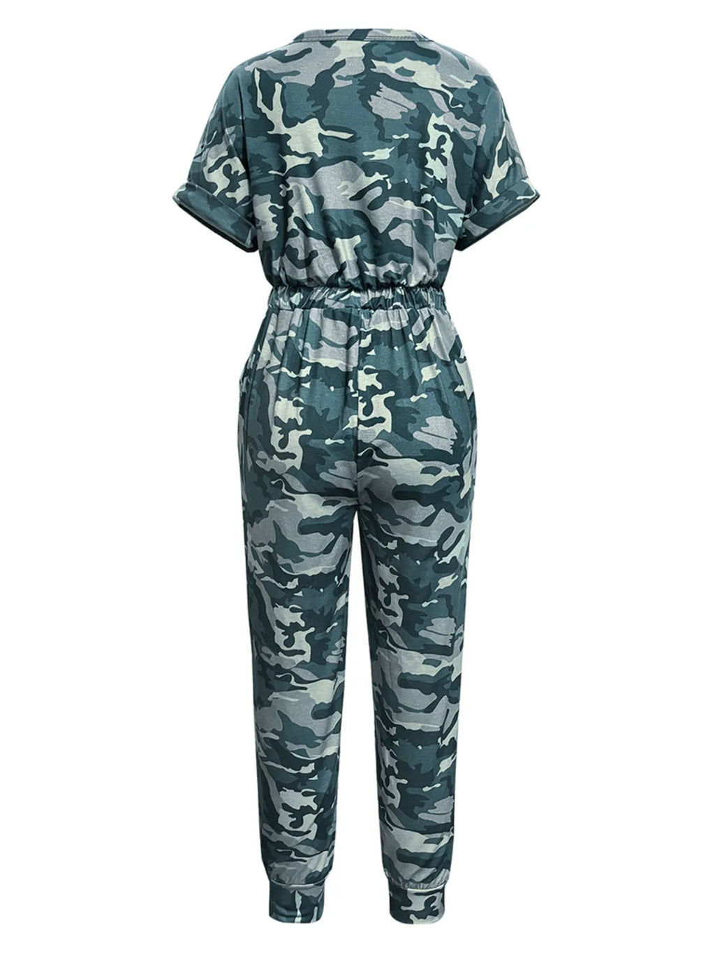 Drawstring Waist Short Sleeve Jumpsuit - Elvaré Store