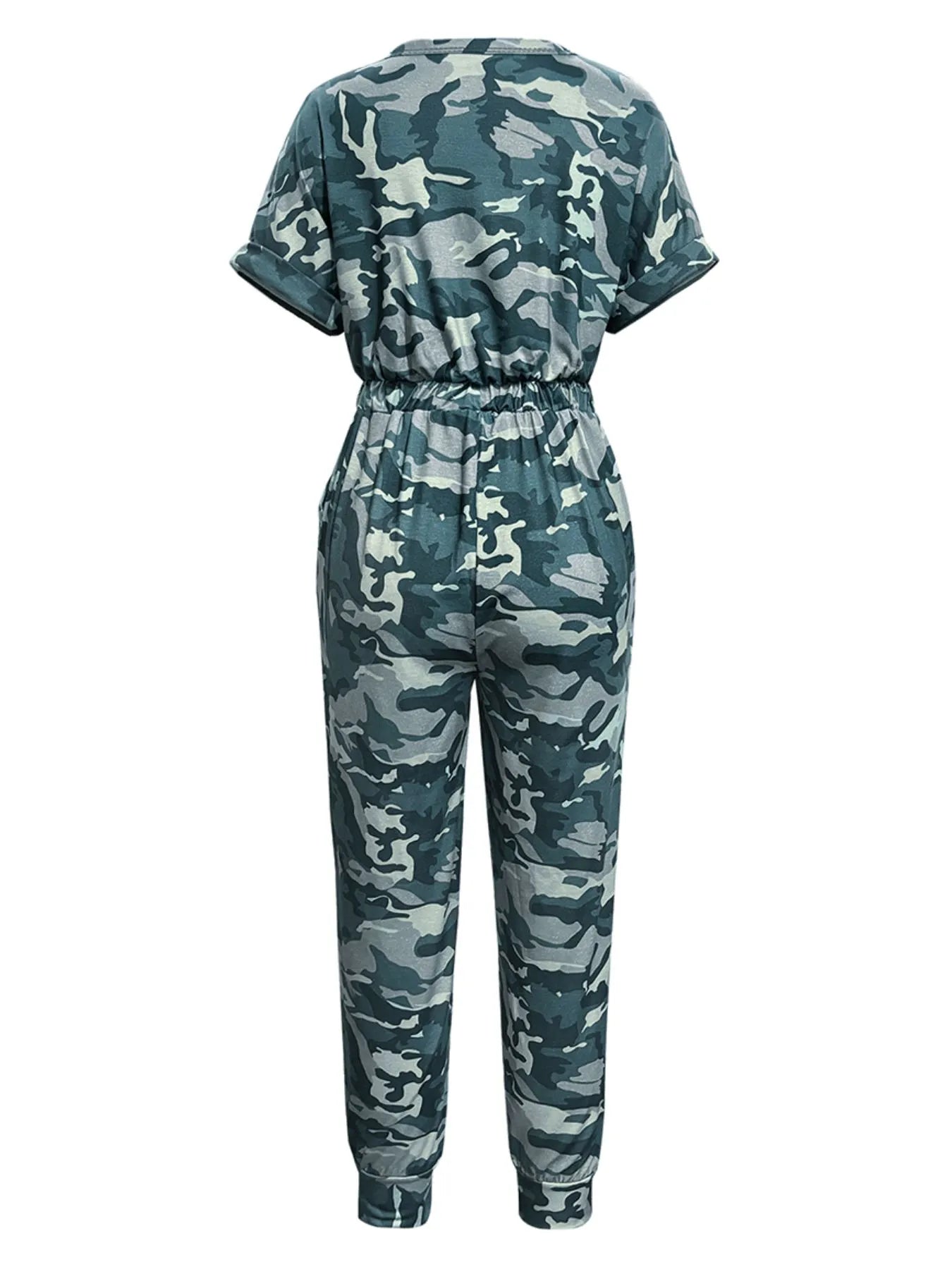 Drawstring Waist Short Sleeve Jumpsuit - Elvaré Store