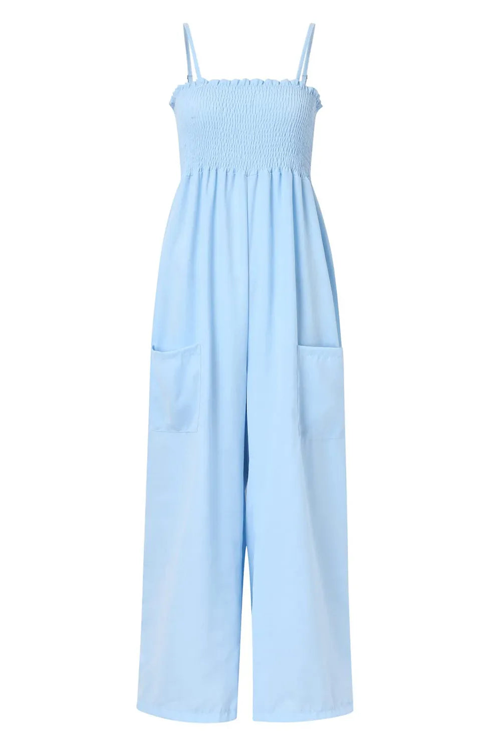Smocked Spaghetti Strap Wide Leg Jumpsuit - Elvaré Store