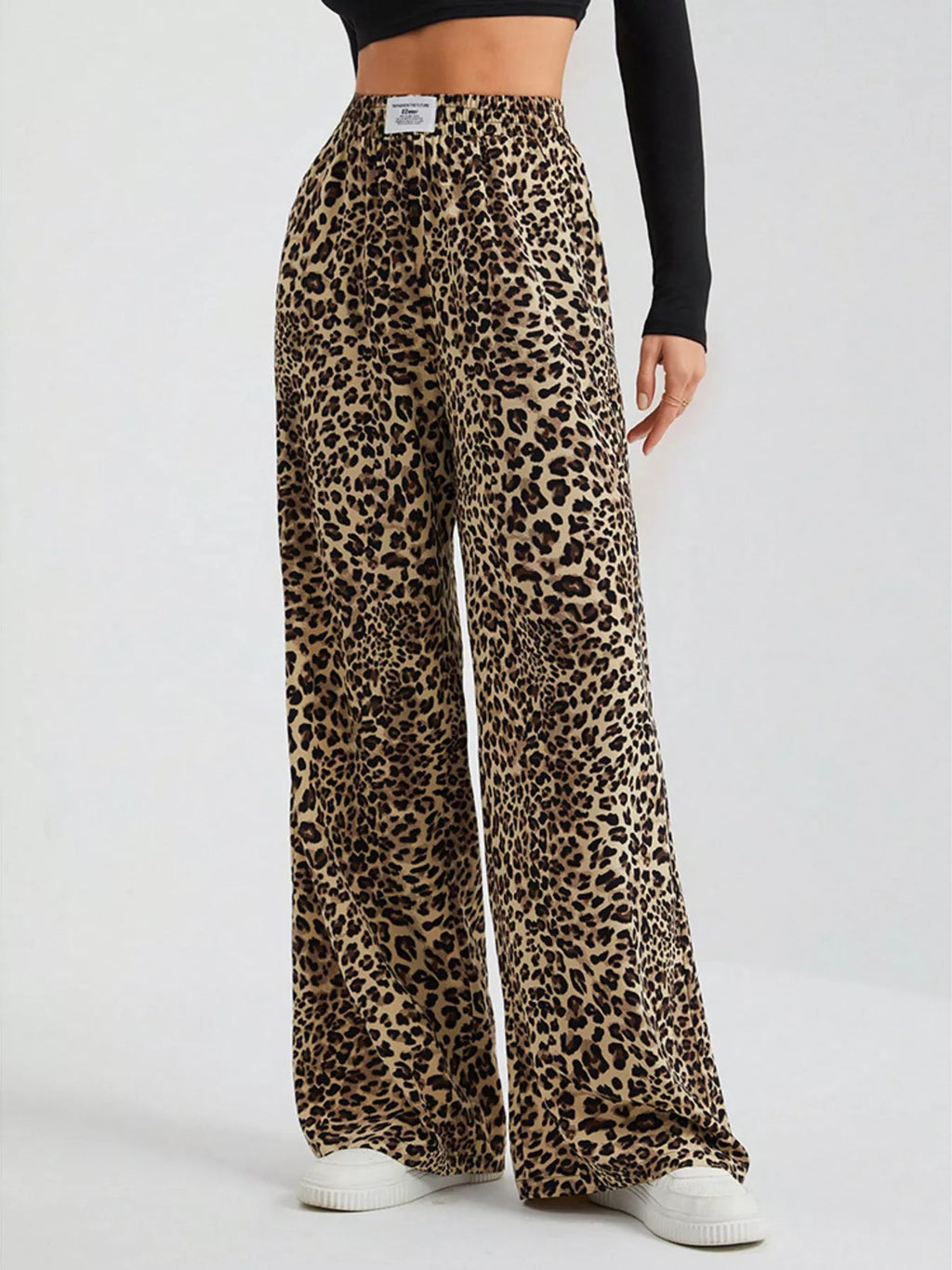 Full Size Leopard Print Wide Leg Pants Plus Size - Elvaré Store