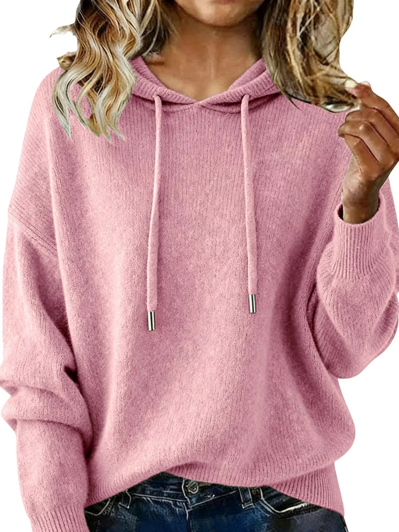 Drawstring Long Sleeve Hooded Sweater - Elvaré Store