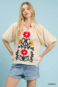 Umgee Embroidered Boho Puff Sleeve Blouse - Elvaré Store