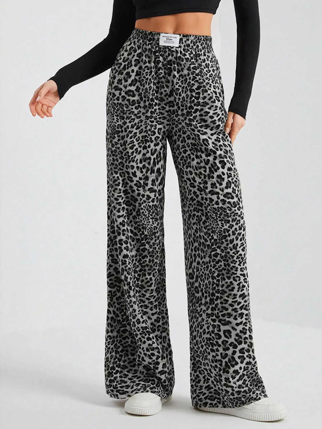 Full Size Leopard Print Wide Leg Pants Plus Size - Elvaré Store