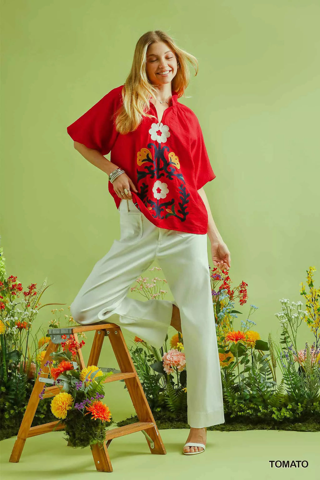 Umgee Embroidered Boho Puff Sleeve Blouse - Elvaré Store
