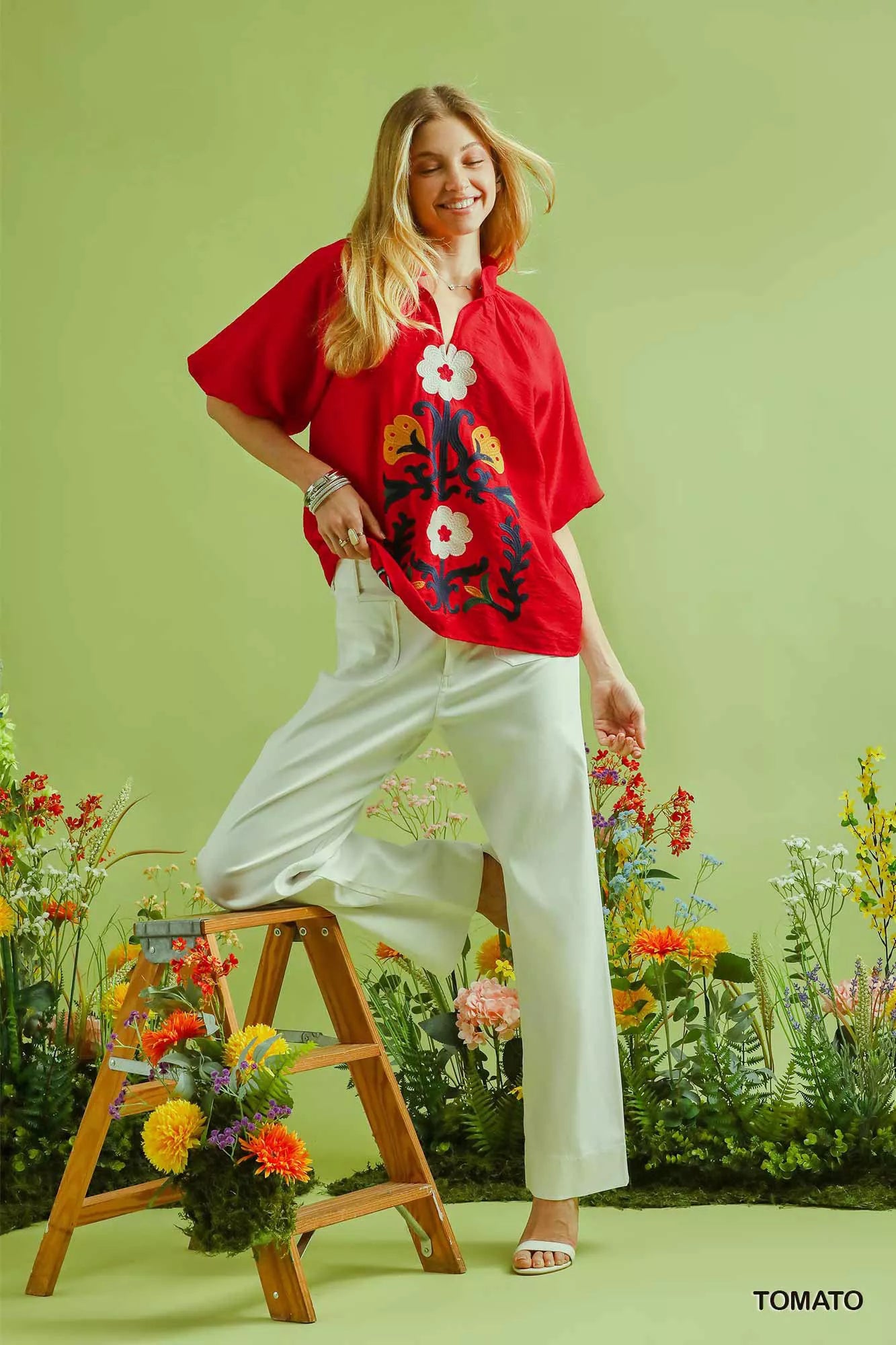 Umgee Embroidered Boho Puff Sleeve Blouse - Elvaré Store