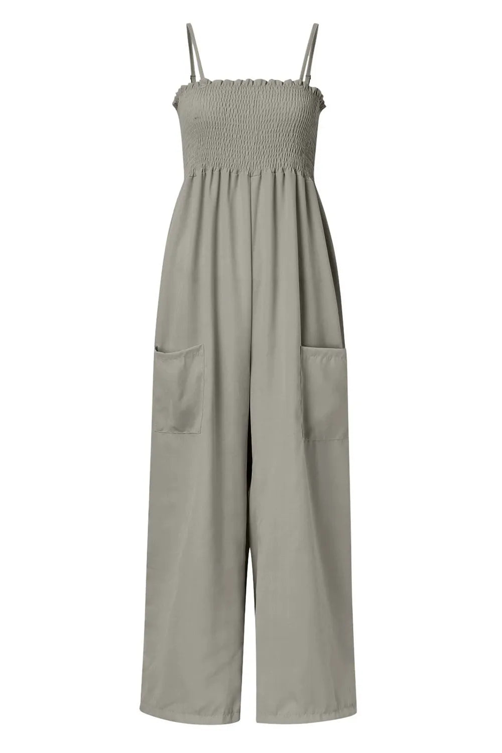 Smocked Spaghetti Strap Wide Leg Jumpsuit - Elvaré Store