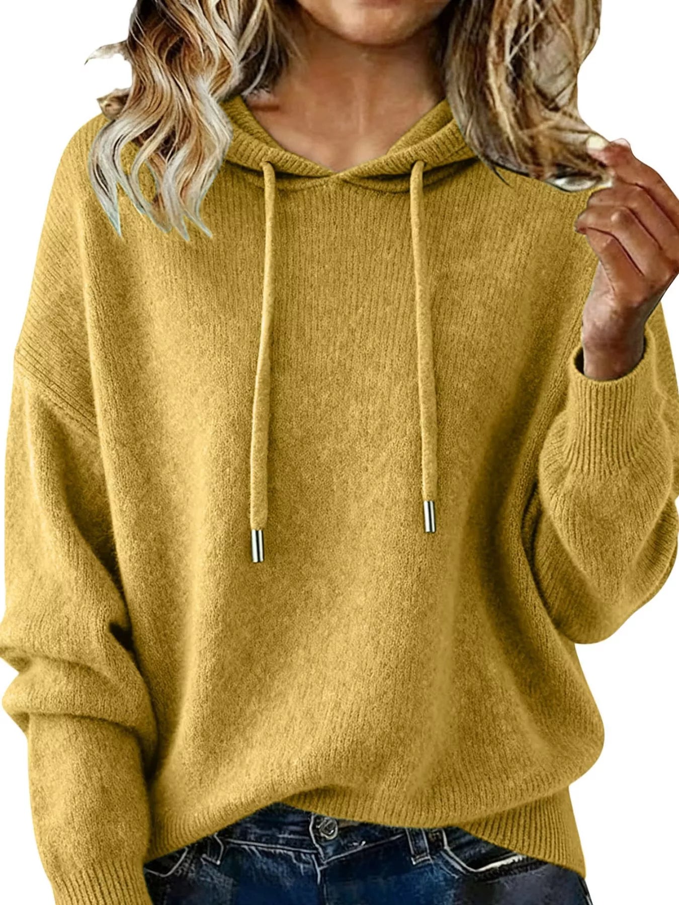 Drawstring Long Sleeve Hooded Sweater - Elvaré Store