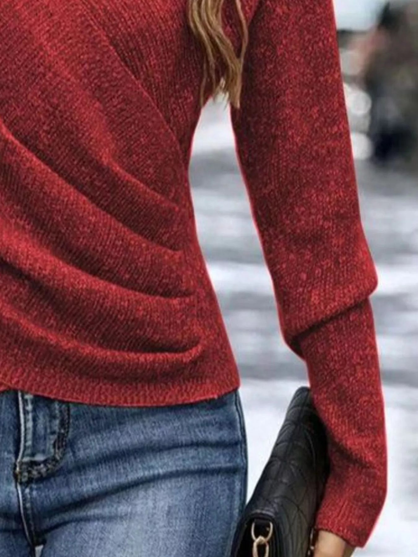 Surplice Long Sleeve Knit Top - Elvaré Store