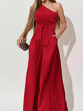 Full Size One-Shoulder Wide Leg Jumpsuit Plus Size - Elvaré Store
