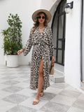 Geometric Print Surplice Beach Cover Up Dress - Elvaré Store