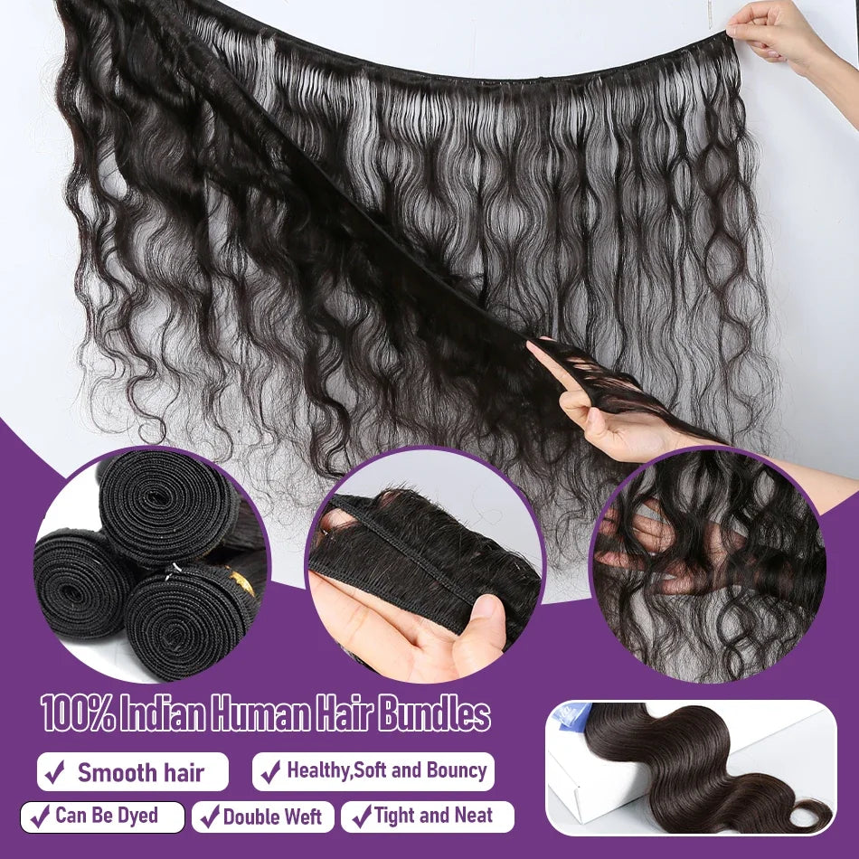Body Wave Raw Bundles 100% Human Hair 30 40 Inch 3 4 Remy Brazilian Water Wave Hair Bundles Weaving Double Drawn Hair Extensions
