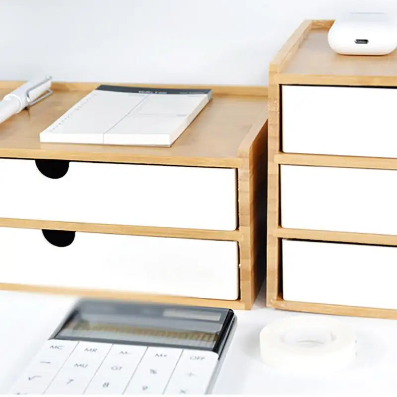 1-3 Layer Bamboo Storage Box Sundries Cosmetic Jewelry Stationery Headset Storage Box Home office hotel Storage Drawers