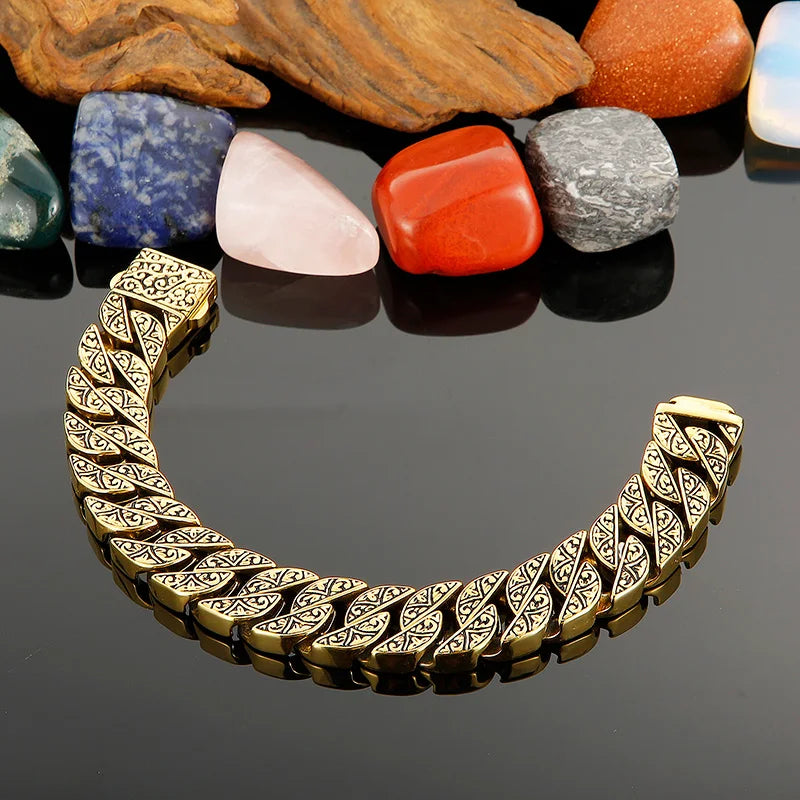 17mm Chunky Cuba Chain Bracelet For Men Stainless Steel 316L Cool Hand Thick Chain Jewelry