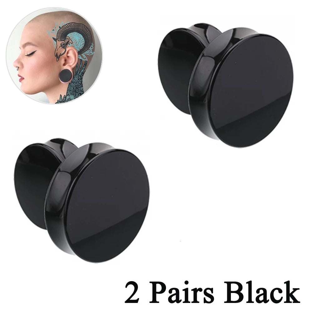 2Pair Acrylic Ear plugs White&Black Large Gauge ear Stretcher Big Size Saddle Flesh Tunnel Expander 3-50mm Body Piercing jewelry