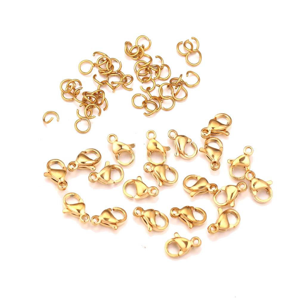 10m Stainless Steel Gold Box Chains Jump Ring and Lobster Clasp Jewelry Set for DIY Necklace Bracelet Anklet Making Wholesale